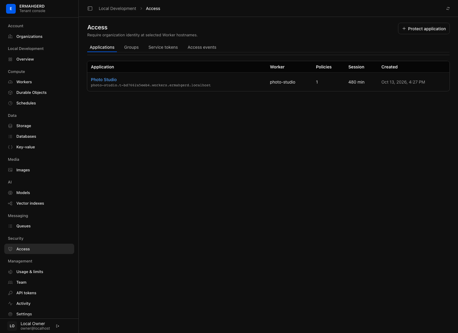 Access applications and protected Worker hostnames